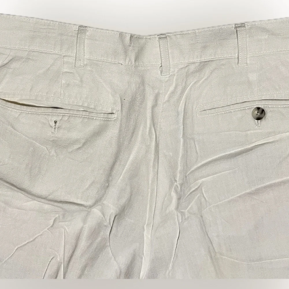 🍄Alan Flusser Pants Mens Linen Rayon Blend Beachy Tropical Pleated 36 x 25